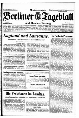 Berliner Tageblatt und Handels-Zeitung on May 24, 1932