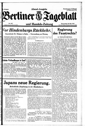 Berliner Tageblatt und Handels-Zeitung on May 26, 1932