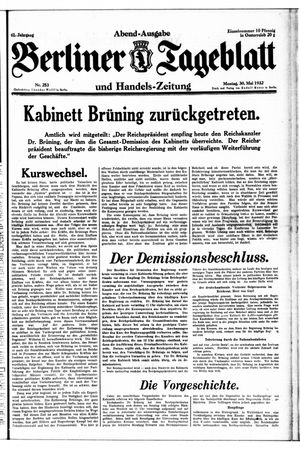 Berliner Tageblatt und Handels-Zeitung vom 30.05.1932
