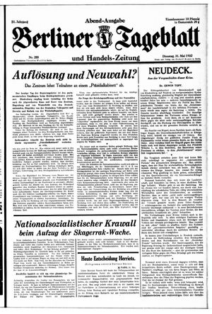 Berliner Tageblatt und Handels-Zeitung vom 31.05.1932