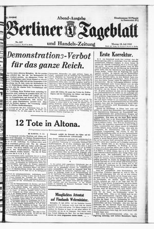 Berliner Tageblatt und Handels-Zeitung vom 18.07.1932