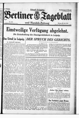 Berliner Tageblatt und Handels-Zeitung vom 25.07.1932