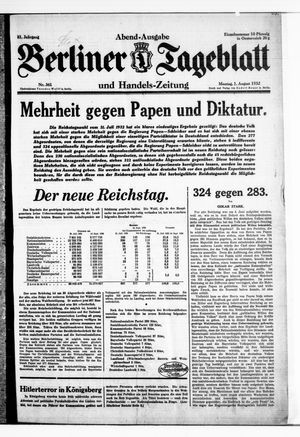 Berliner Tageblatt und Handels-Zeitung vom 01.08.1932