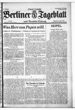 Berliner Tageblatt und Handels-Zeitung on Aug 2, 1932