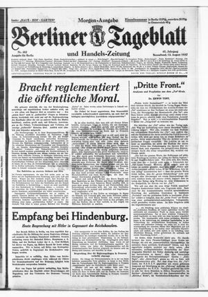 Berliner Tageblatt und Handels-Zeitung vom 13.08.1932
