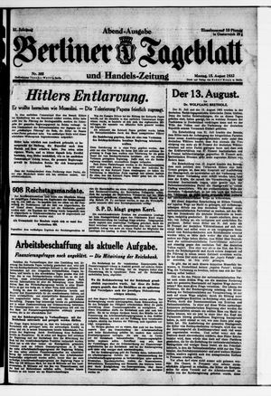 Berliner Tageblatt und Handels-Zeitung vom 15.08.1932