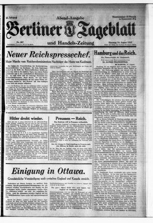 Berliner Tageblatt und Handels-Zeitung vom 16.08.1932