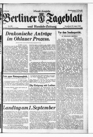 Berliner Tageblatt und Handels-Zeitung vom 20.08.1932