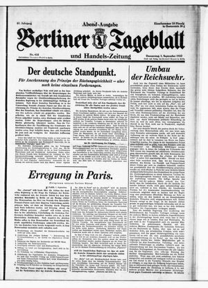 Berliner Tageblatt und Handels-Zeitung vom 01.09.1932