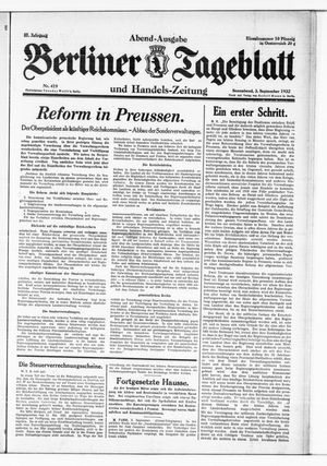 Berliner Tageblatt und Handels-Zeitung vom 03.09.1932