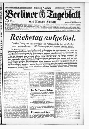 Berliner Tageblatt und Handels-Zeitung vom 13.09.1932