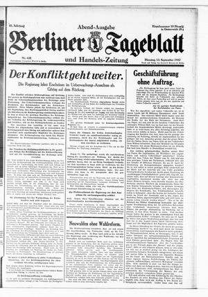 Berliner Tageblatt und Handels-Zeitung vom 13.09.1932