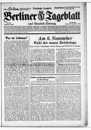 Berliner Tageblatt und Handels-Zeitung on Sep 18, 1932