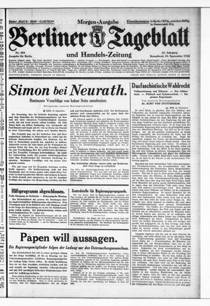 Berliner Tageblatt und Handels-Zeitung on Sep 24, 1932