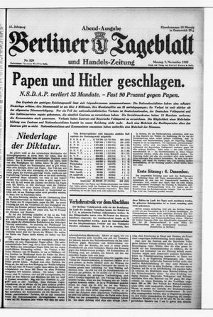 Berliner Tageblatt und Handels-Zeitung vom 07.11.1932