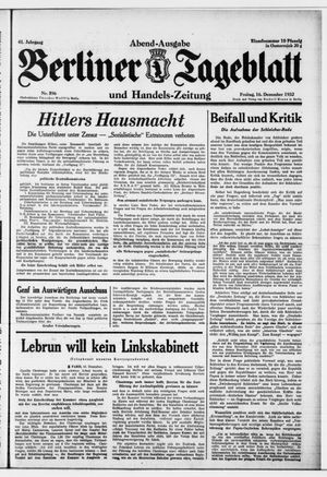 Berliner Tageblatt und Handels-Zeitung vom 16.12.1932