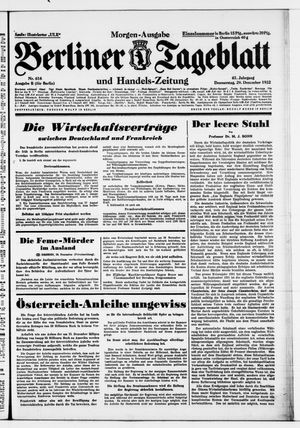 Berliner Tageblatt und Handels-Zeitung vom 29.12.1932