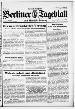 Berliner Tageblatt und Handels-Zeitung vom 29.12.1932