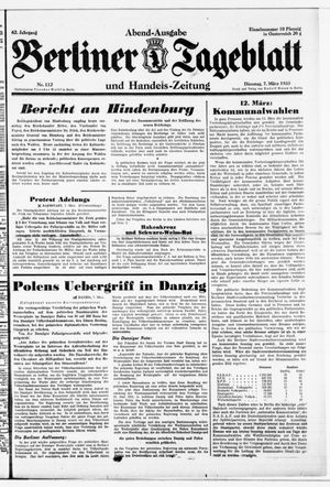 Berliner Tageblatt und Handels-Zeitung on Mar 7, 1933