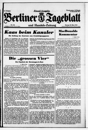 Berliner Tageblatt und Handels-Zeitung vom 20.03.1933