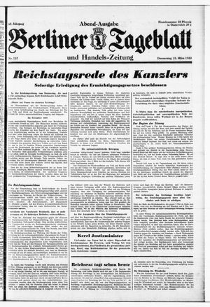 Berliner Tageblatt und Handels-Zeitung vom 23.03.1933