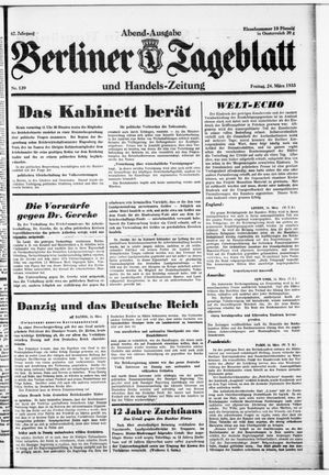 Berliner Tageblatt und Handels-Zeitung vom 24.03.1933