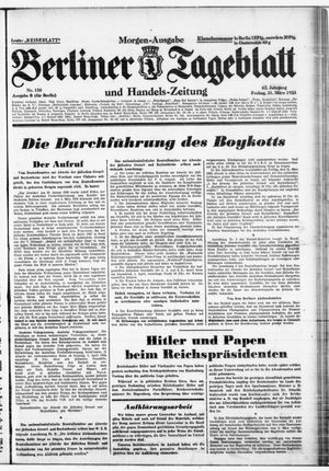 Berliner Tageblatt und Handels-Zeitung vom 31.03.1933