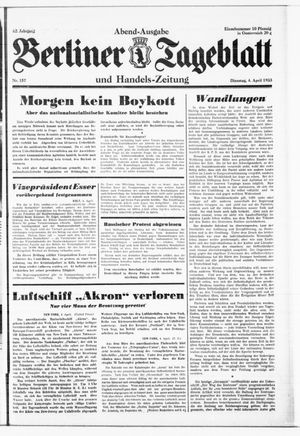 Berliner Tageblatt und Handels-Zeitung vom 04.04.1933