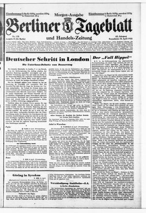 Berliner Tageblatt und Handels-Zeitung vom 14.04.1933
