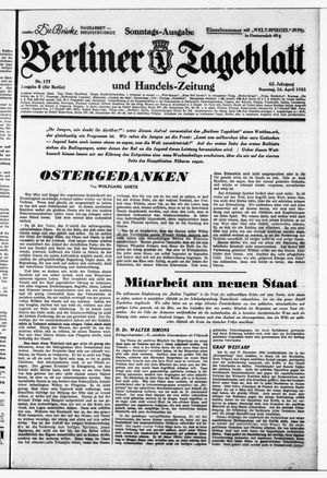 Berliner Tageblatt und Handels-Zeitung vom 15.04.1933