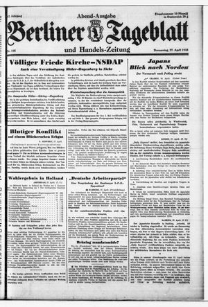 Berliner Tageblatt und Handels-Zeitung on Apr 27, 1933