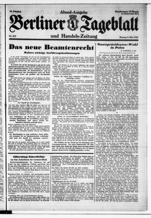 Berliner Tageblatt und Handels-Zeitung vom 08.05.1933