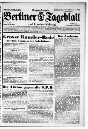 Berliner Tageblatt und Handels-Zeitung vom 11.05.1933