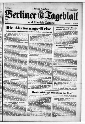 Berliner Tageblatt und Handels-Zeitung vom 11.05.1933