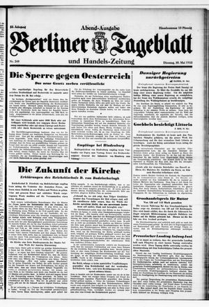 Berliner Tageblatt und Handels-Zeitung vom 30.05.1933