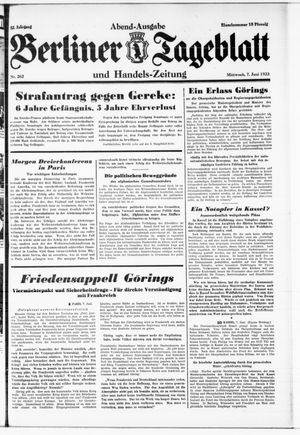 Berliner Tageblatt und Handels-Zeitung vom 07.06.1933