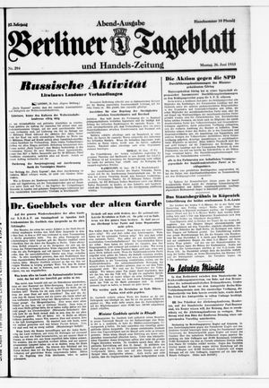 Berliner Tageblatt und Handels-Zeitung on Jun 26, 1933