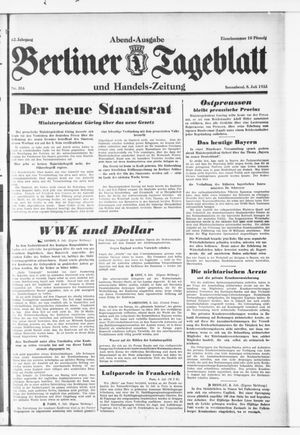 Berliner Tageblatt und Handels-Zeitung vom 08.07.1933