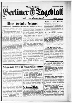 Berliner Tageblatt und Handels-Zeitung vom 11.07.1933