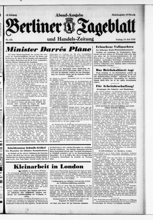 Berliner Tageblatt und Handels-Zeitung vom 14.07.1933