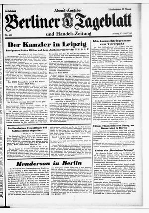 Berliner Tageblatt und Handels-Zeitung vom 17.07.1933