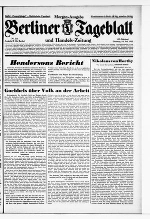 Berliner Tageblatt und Handels-Zeitung vom 18.07.1933