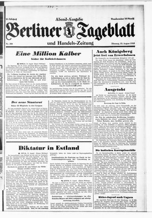 Berliner Tageblatt und Handels-Zeitung vom 15.08.1933