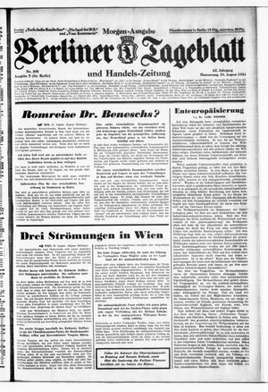 Berliner Tageblatt und Handels-Zeitung vom 24.08.1933
