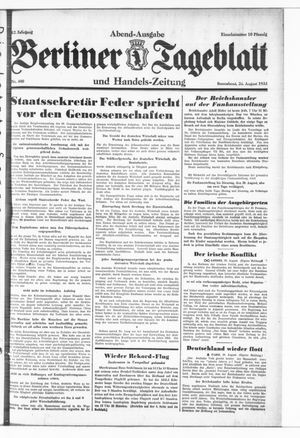 Berliner Tageblatt und Handels-Zeitung vom 26.08.1933