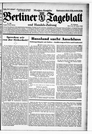 Berliner Tageblatt und Handels-Zeitung vom 30.08.1933