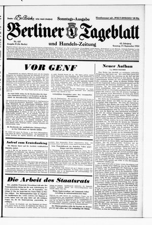 Berliner Tageblatt und Handels-Zeitung vom 17.09.1933