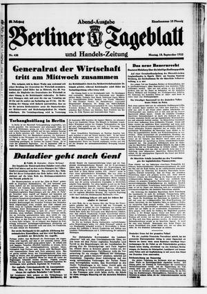 Berliner Tageblatt und Handels-Zeitung vom 18.09.1933