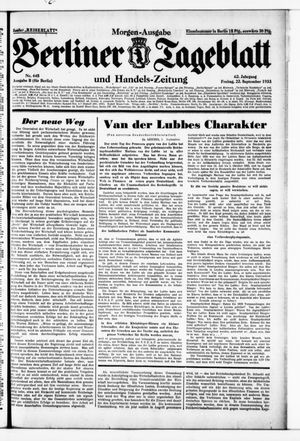 Berliner Tageblatt und Handels-Zeitung vom 22.09.1933