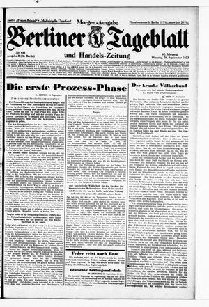 Berliner Tageblatt und Handels-Zeitung vom 26.09.1933